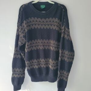 Izod Men's VTG 90'S Black Knit Fair Isle Sweater L Casual Preppy Grandpacore